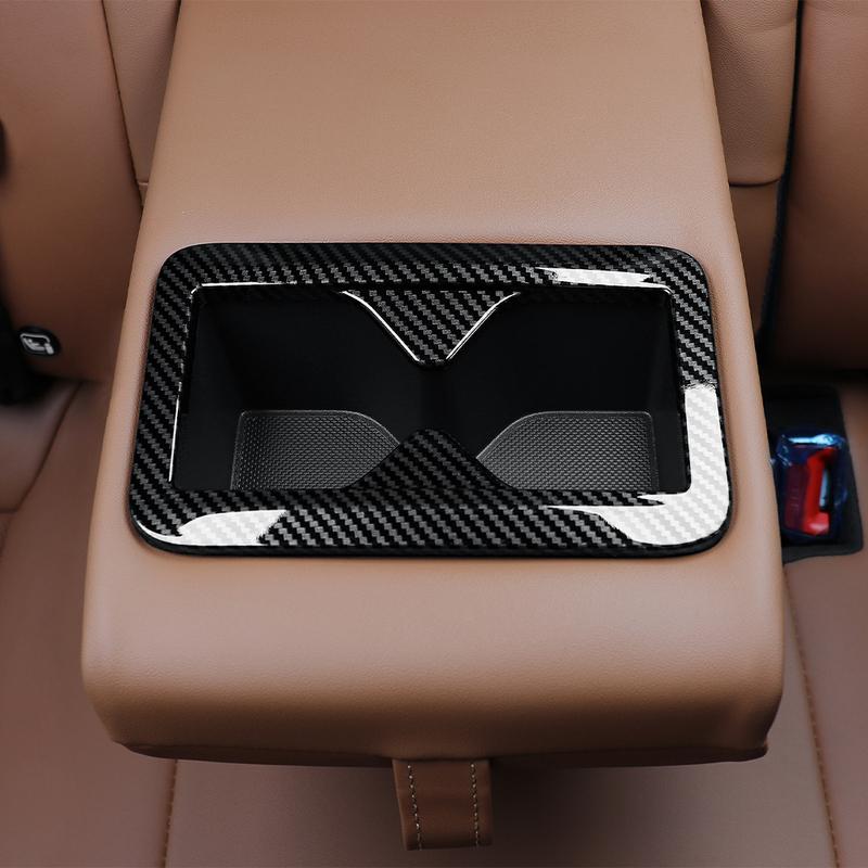 For SSANGYONG TORRES/TORRES-EVX/ACTYON Car Tuning Carbon Fiber Rear Row Water Cup Cover Trim Interior Gauges Parts Accessories