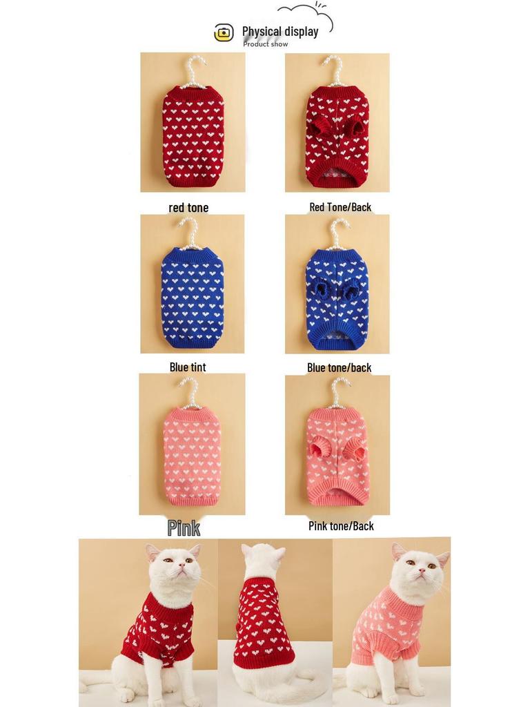 Pet Peach Heart Slim Fit Dog Sweater, Round Neck