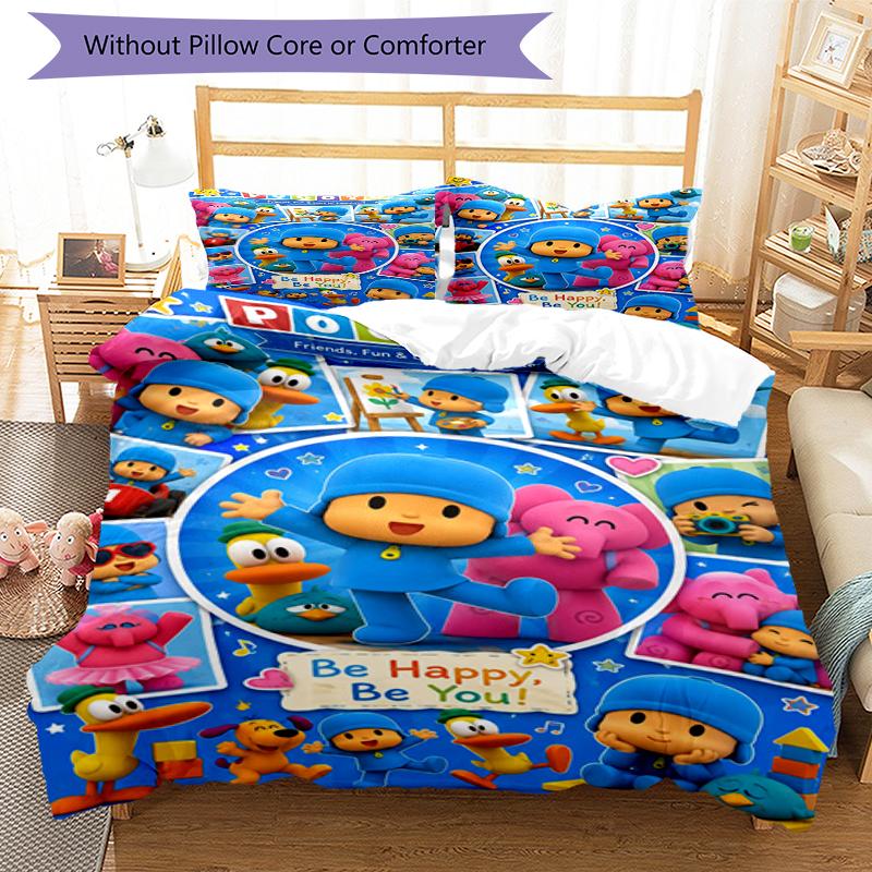 3-teiliges Pocoyo Bettwäsche-Set Bettbezug Verschluss Enthält 1 Bettbezug & 2 Kissenbezüge, Weich und Bequem für Alle Jahreszeiten.