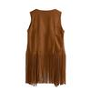 Fringe Sleeveless Jacket Women Leather Suede Tassels Vintage Cowgirl Coat Women Cardigan Sleeveless Jacket Chaqueta Mujer