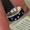 925 Sterling Silver Rings for Women Couple Minimalist Black Star Ring Fine CZ Jewelry Birthday Gift Prevent Allergy