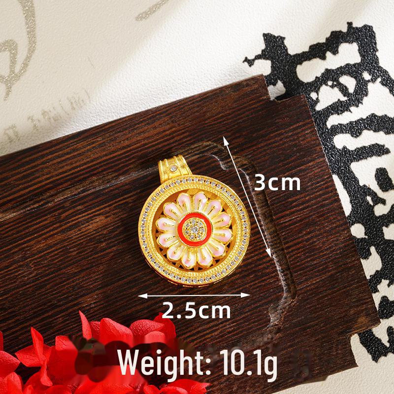 Ancient Gold Sand Eight-Treasure Compass Blessing Necklace - Chinese Retro Copper Alloy Jewelry