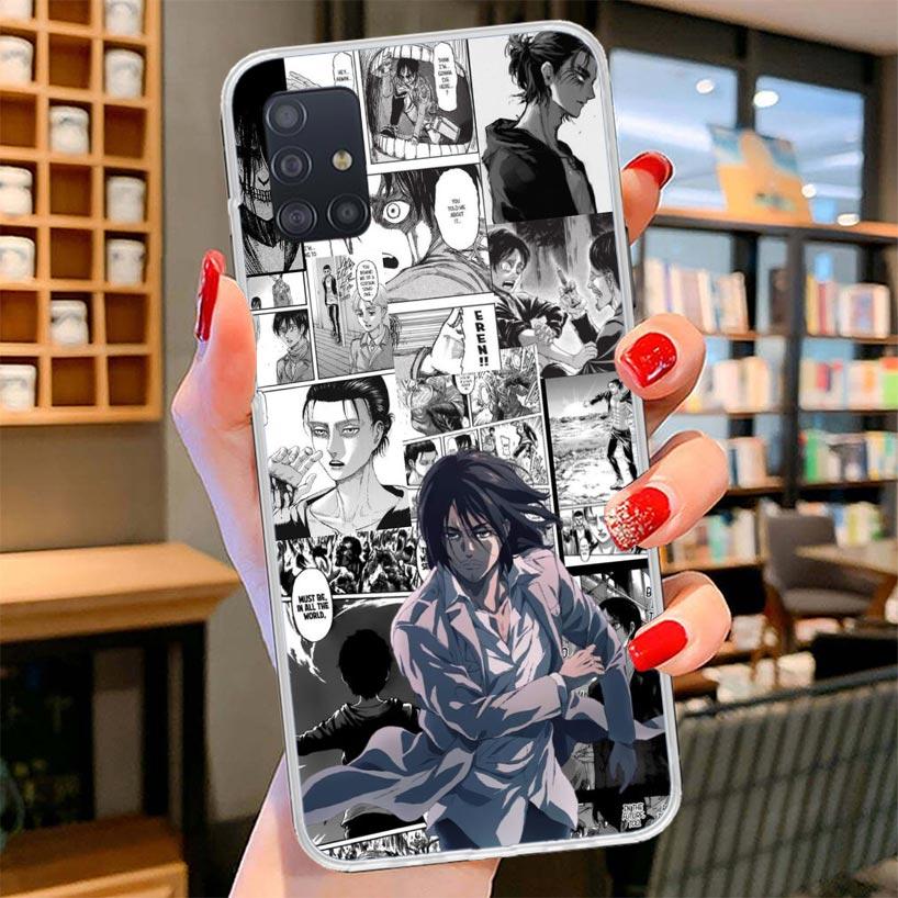 Attack Anime Cover Phone Case For Samsung Galaxy A12 A22 A32 A52 A72 A02S Phone Case Note 20 Ultra 10 S10 Plus A51 A71 A50S A20S