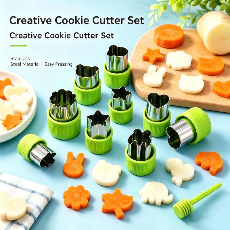 Stainless Steel Cookie Cutter Set 12 Pcs Lovely Fun Shapes Non Slip Grip for Kids Homemade Biscuit Pastry Baking Tools