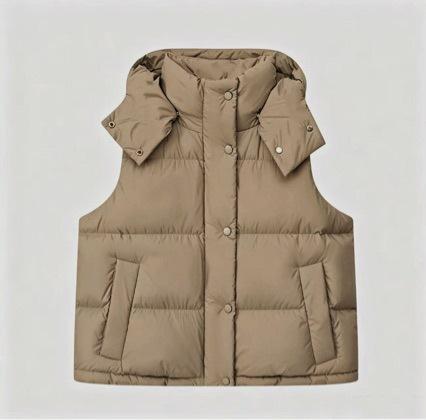New four-grid down cotton vest women, autumn and winter removable hooded down cotton jacket vest women