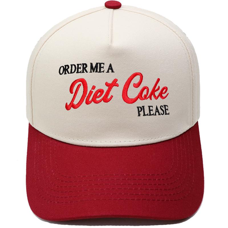 Diet Coke Embroidery Color Matching Truck Driver Baseball Cap Fun Men's and Women's Casual Shade Dad Hat