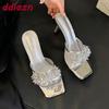 Fashion Fashion Luxury Rhinestones Women Thin Heels Pumps Shoes Slip On Footwear Ladies High Heels Shoes Female Slides Sandals