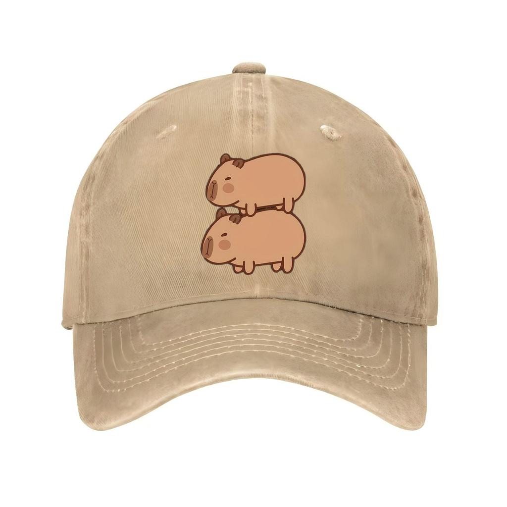 Süße gestapelte Capybara Baseballkappe Polyester Lässig Streetwear Verstellbar Unisex Hut