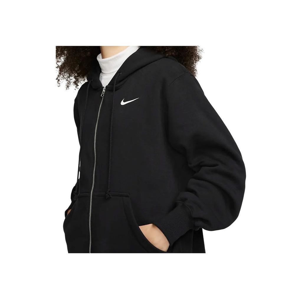 Nike Logo Print Long Comfortable Jacket Women Jackets Black DQ5746-010