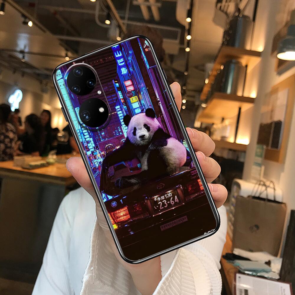 Super roztomilé pouzdro na telefon Panda pro Huawei p50 P40 p30 P20 10 9 8 Lite E Pro Plus Black Etui Coque Painting Hoesjes comic fas