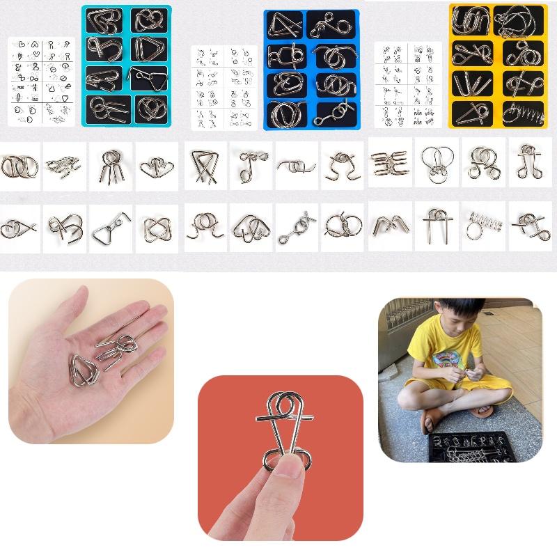 Children's Intelligence Toy Set Nine Linked Rings Puzzle, Brain Teaser Gift, Full Set Of Unlocking Rings, Eight Pieces, Lu Ban Lock