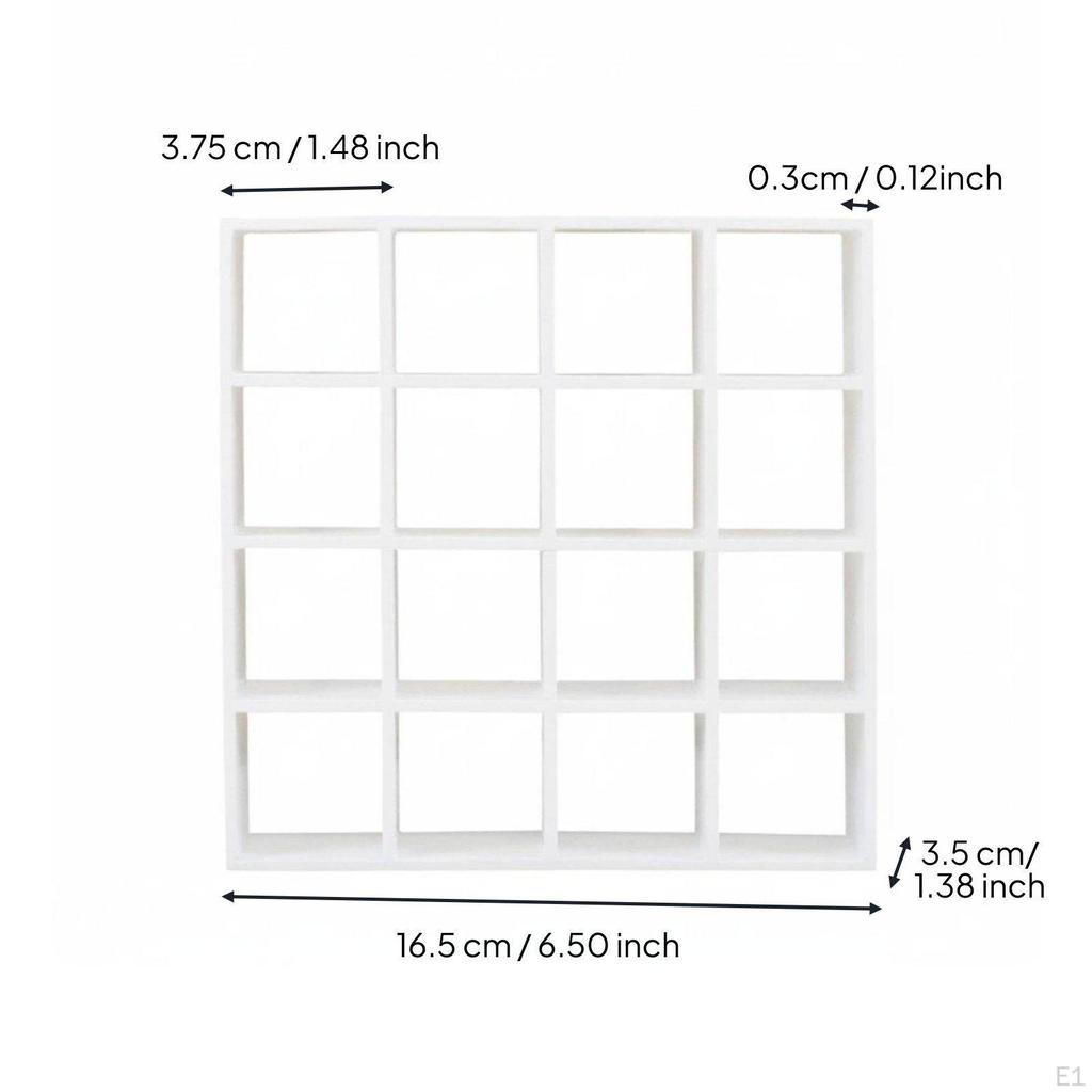 Miniature 16 Grid Shelf Modern Simple Design 1:12 Scale Bookcase Birch Wood Material Dollhouse