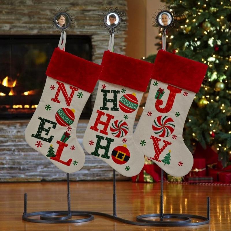 Alphabets Holiday Sock Decoration With Polyester Materials Quick Attachment Hook Multipurpose Festival Ornament