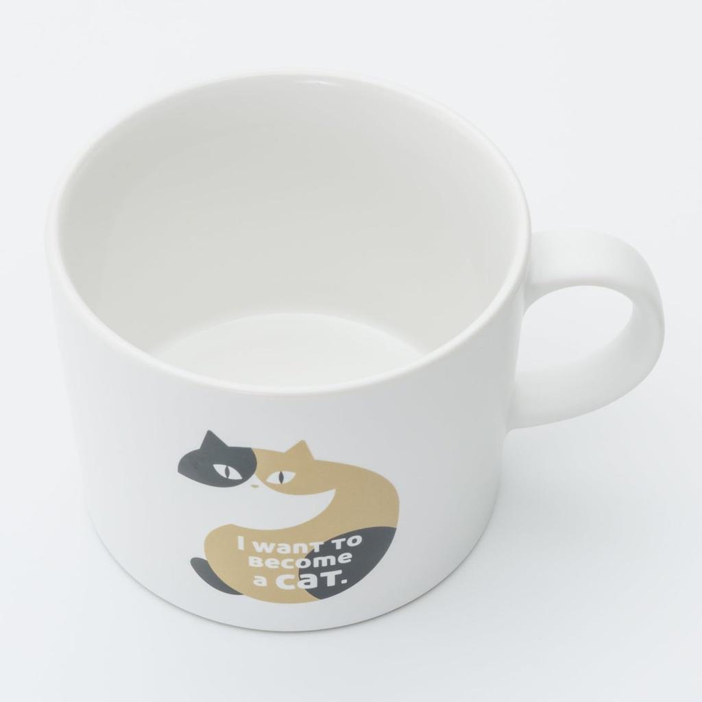 Kakuni Mino Ware Porcelain Cat Mug 330ml Cute Staring Mike Calico Cat Made in Japan K17154