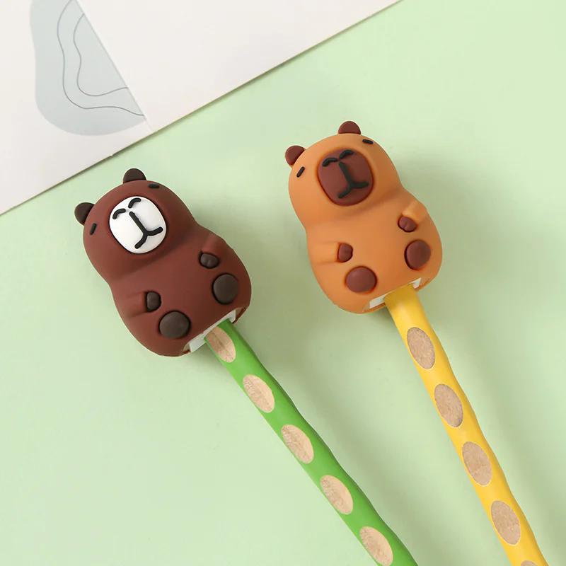 Capybara Pencil Sharpener Cartoon PVC Pencil Sharpener Flexible Portable Students Stationery Supplies Teacher Rewards Gift