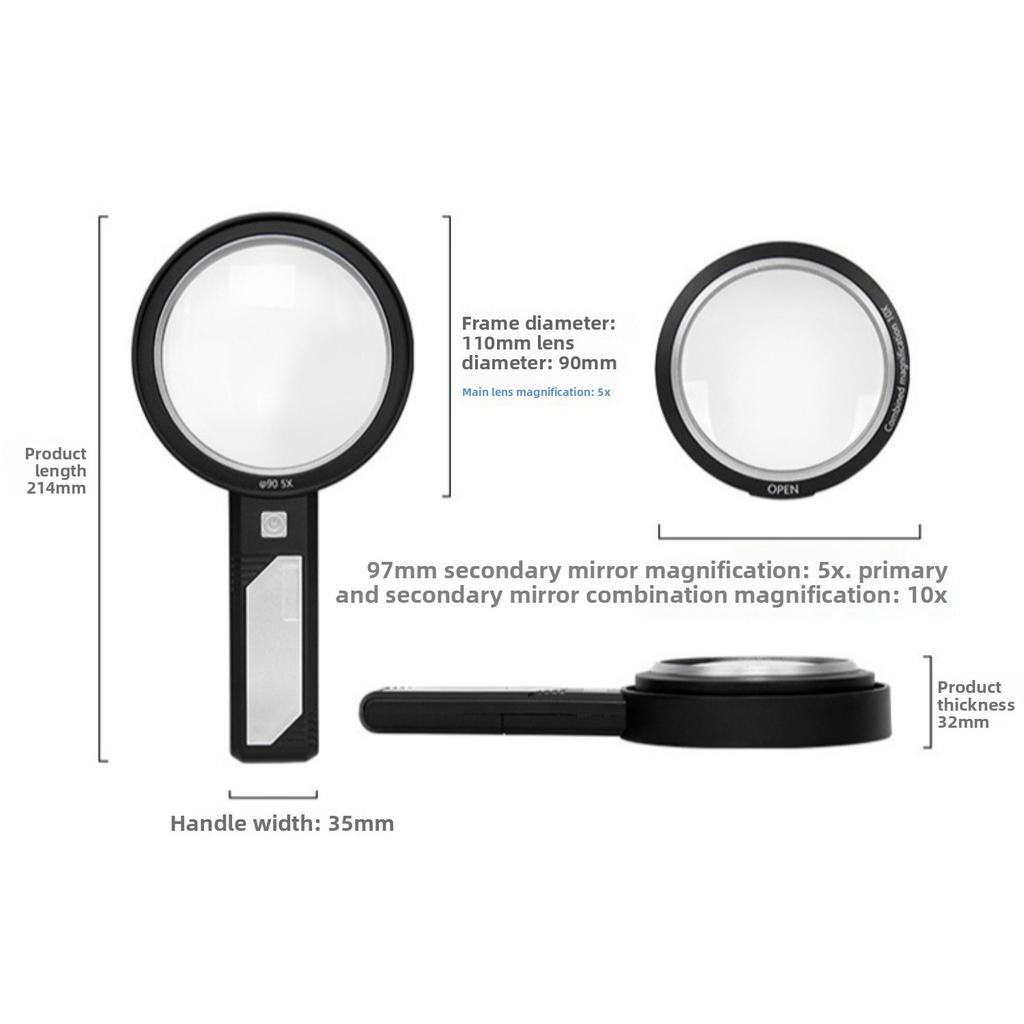 30X Handheld Magnifier with 6 Light, Jeweler Loupes Lighted Magnifying Glass-USB Rechargeable for Seniors Reading Coins Crafts Jewelry Hobbies
