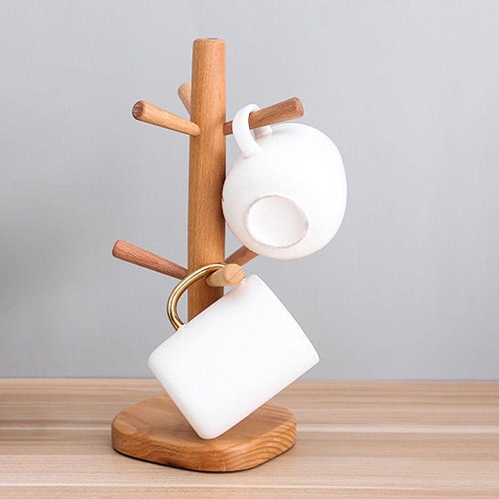 Tree Shape Mug Hanging Display Rack 6 Hooks Tabletop Drinkware Shelf  Countertop Display