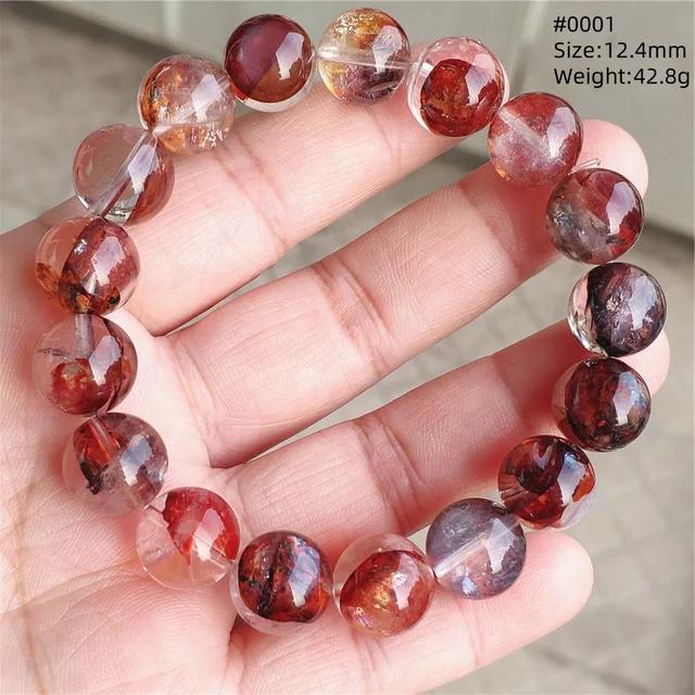 Natural Red Limonite Quartz Trendy Strand Bracelet Rare Stretch Yellow Phantom Round Beads Women Men Jewelry AAAAA