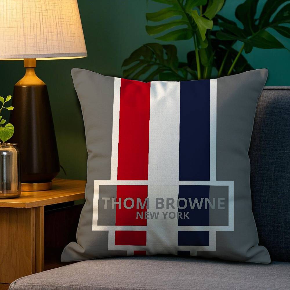 Luxury T_Thom B-Browne Pillow Case Plush Fabric Soft Double Sided Print Sofa Cushion Cover Throw Pillow Covers