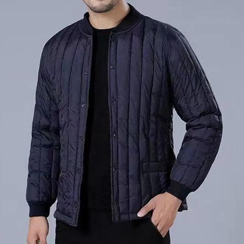 Men's Winter Thickened Warm Coat Plus Size Short-Length Fleece-Lined Jacket for Middle-Aged and Elderly Men