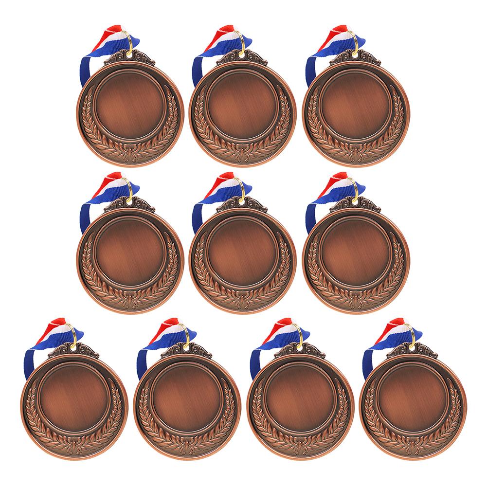 10PCS 5.2cm Gold/Silver/Bronze Medal Award with Neck Ribbon Versatile Commemoration Prize Medals for Sports Games