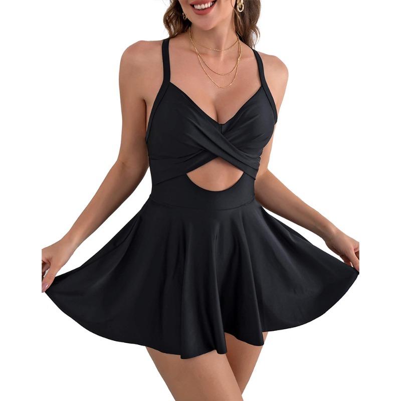 2026 New Style Conservative Slimming Tight Cross-Strap Bikini Swimsuit for Women - One-piece Set S