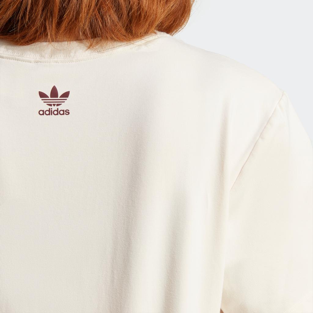 Adidas Originals Trefoil Letter Logo Print Round Neck Sport T-Shirt Women Tops Beige IC5981