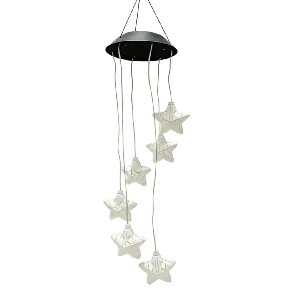 Star Colorful Wind Chime Light Oval Hanging Solar Lamp Durable Solar Decorative Lamp  Terraces
