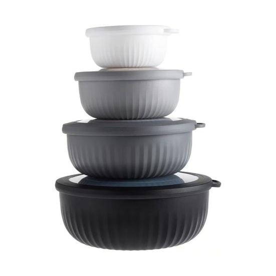 

4 шт. контейнер для еды с герметичной крышкой, салатный контейнер для свежести, контейнер для риса и лапши для супа, овсянки, рамена, для кемпинга, общежития чёрный