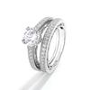 Central Round Cubic Zirconia Double Row Ring-wedding Proposal Bridal Ring