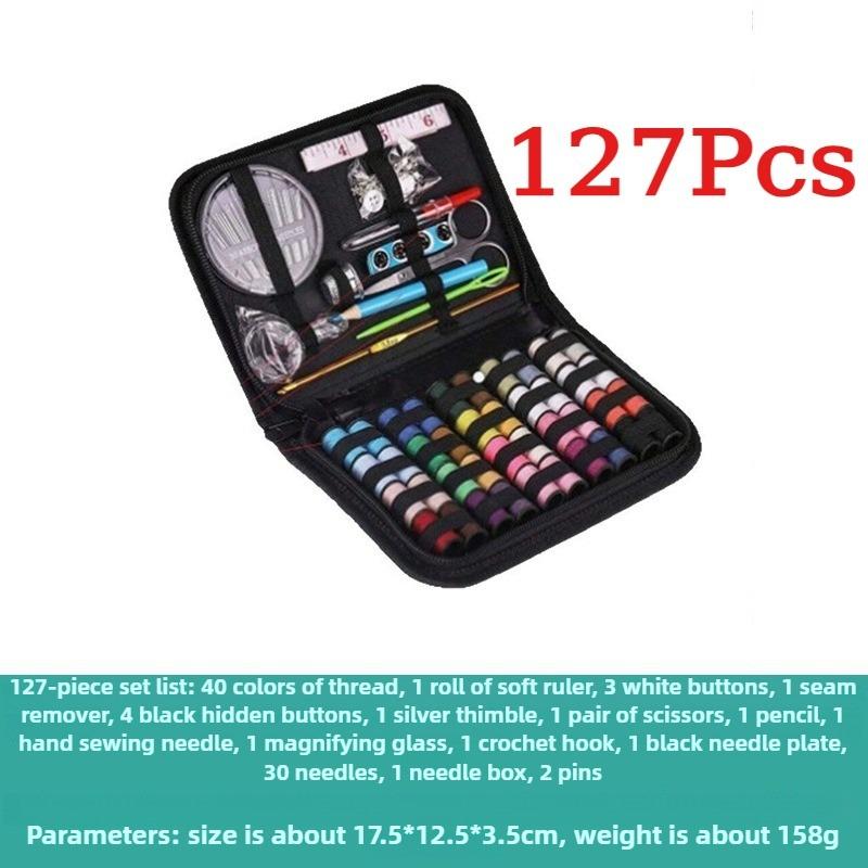 172/127/63/10Pcs/set Sewing Kit with Threads Needles Scissors Tape Measure Buttons Storage Bag Portable Travel Sewing Box Tools