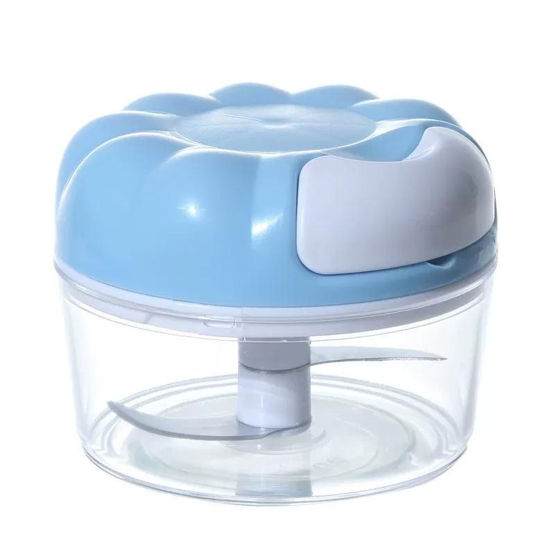 1Pc Vegetable Chopper Manual Food Chopper with Container, Hand Pull String Veggie Cutter for Salad Garlic Nut Onion, Hand Mincer синий