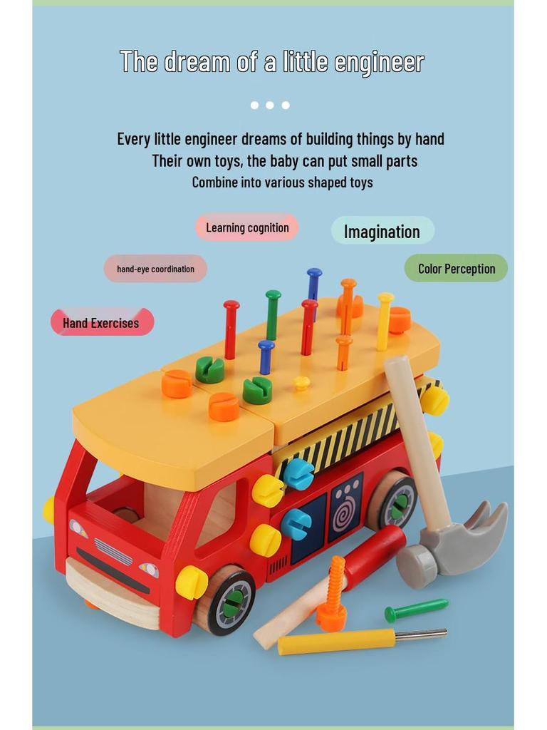 Creative Children's Multifunctional Nut Car: Enhance Fine Motor Skills with Hands-on Assembly Building Blocks.