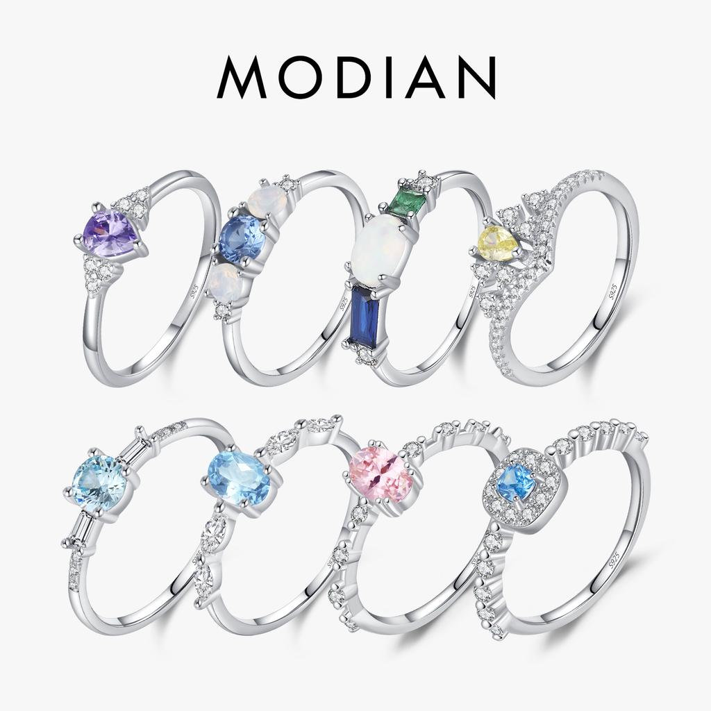 925 Sterling Silver Colorful CZ & Opal Eternity Bands Finger Ring Trendy Stackable Vacation Fine Jewelry For Women Gifts