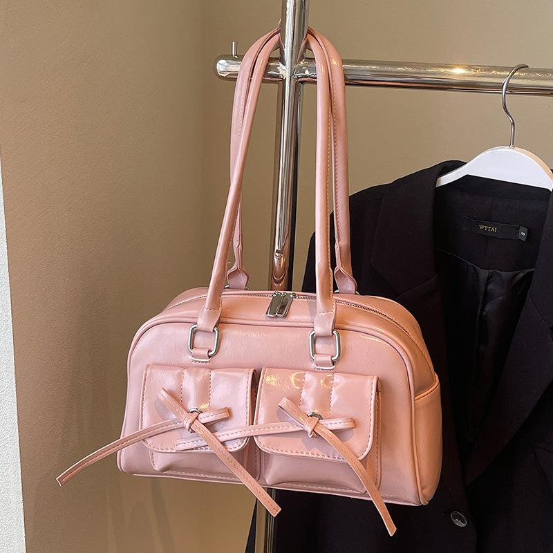 2025 new French ballet style bow sweet cool underarm Boston bag large capacity casual temperament shoulder bag