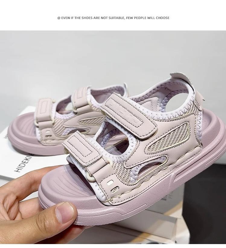 

Boys and girls sports sandals open-toe summer 2025 summer new children s one-word beach shoes soft sole non-slip medium and large 30