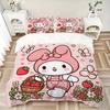 3pcs My Melody's Sweet Strawberry Basket Adventure Quilt Set - Soft and Comfortable Bedroom, Guest Room and Dorm Decor Bedding Set H080
