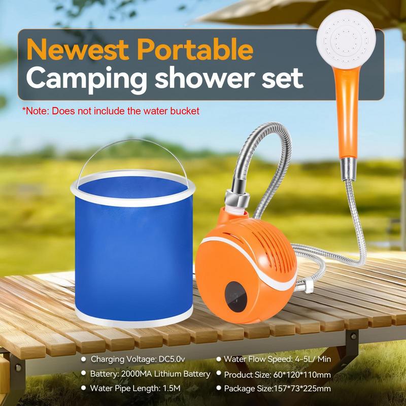 Portable Shower Portable Outdoor Camping Shower Rechargeable Head Waterproof Pocket Outdoor Pump For Travel RV Car Pet Washing