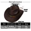 Faux Leather Cowgirl Hat Studded Bullhead Jazz Hat Trendy Sombrero Hat  For Men Women