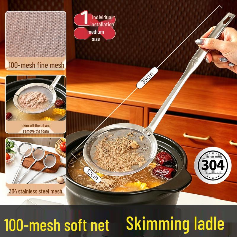 304 Stainless Steel Ultra-Fine Mesh Skimming Spoon for Oil and Foam