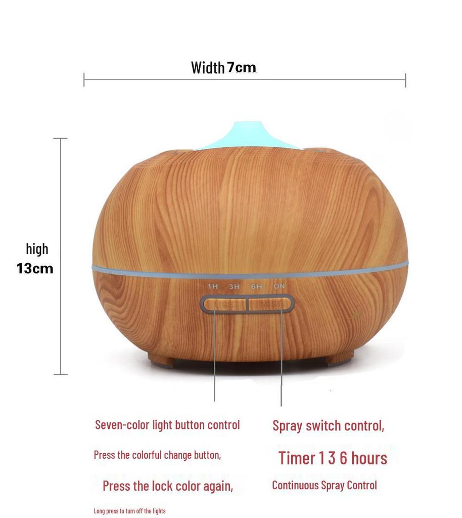 Diffusore di Aromi ad Ultrasuoni con Effetto Legno e Luce Colorata, Umidificatore da 400 ml per la Casa