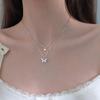 Butterfly Double Layer Necklace for Women, 925 Sterling Silver, Cold Style Clavicle Chain, Unique Design