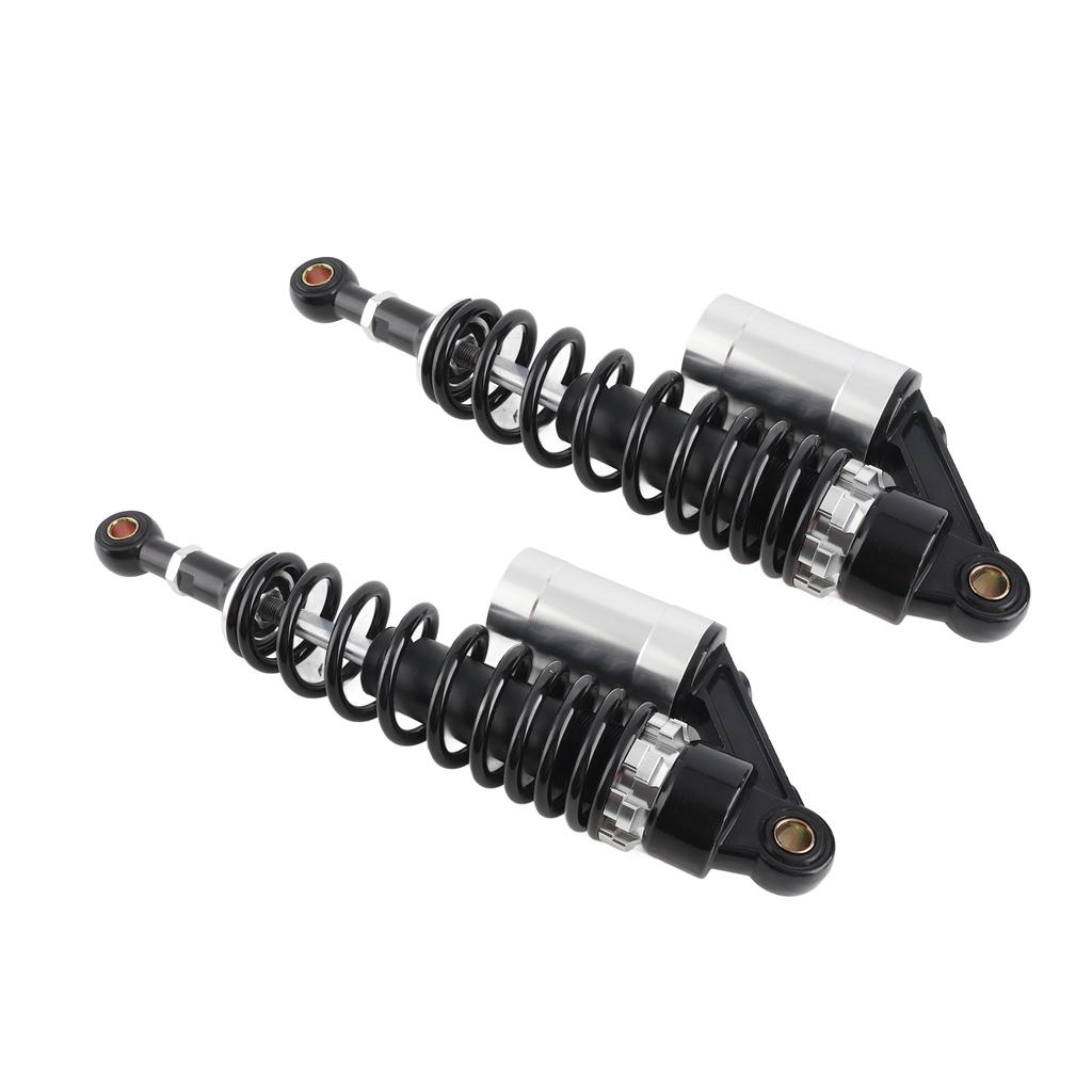 Pair 340mm Motorcycle Shock Absorber Rear Suspension Spring Universal for ATV SUVBlack Silver