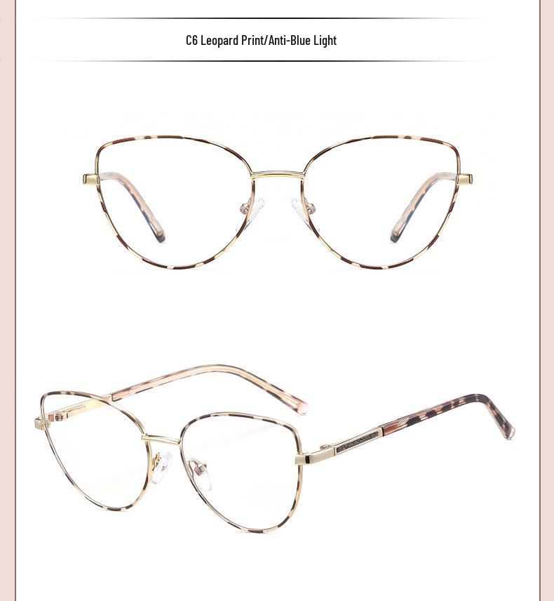 Children’s Cat-Eye Anti-Blue Light Glasses with Metal Temples - Lightweight & Comfortable Myopia Frame