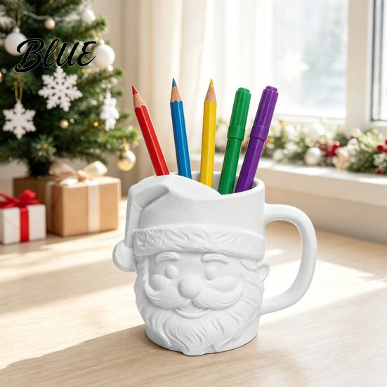 Festive Garden Stake Decoration 3D Printed Santa Claus Pen Holder with Handle Christmas Decorative Stationery Organizer Large Holiday Desk