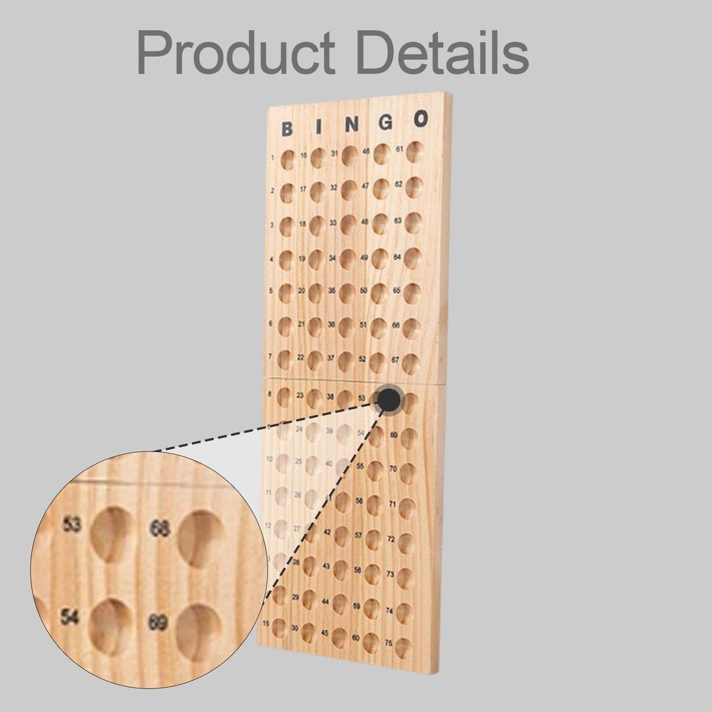 Wooden Bingo Masterboard Board, Ball Holder Education Toy, Portable, Easy to Use, Foldable for