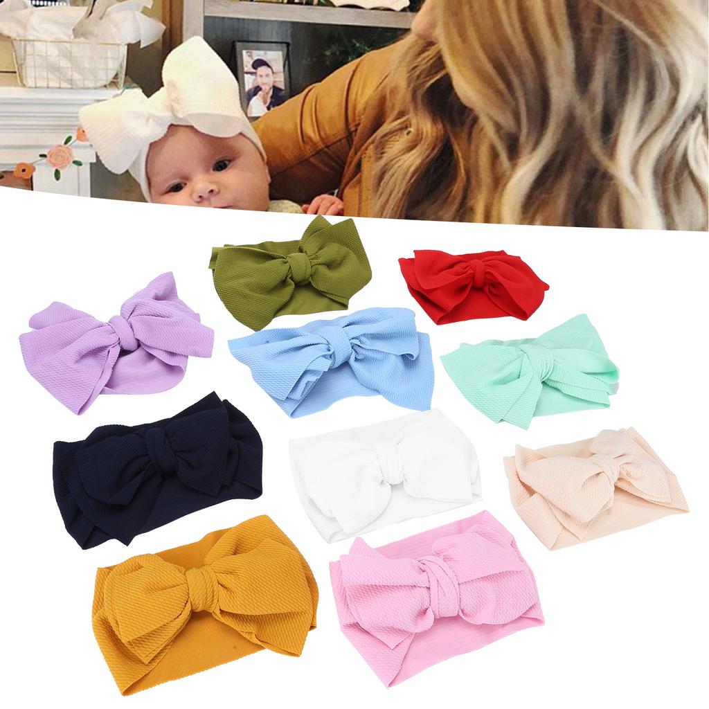 10Pcs Bow Headband Nylon Elastic Head Wrap Hair Band Accessories for Baby Infants Children