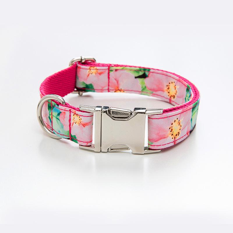 Flower Pattern Dog Collar and Leash Set