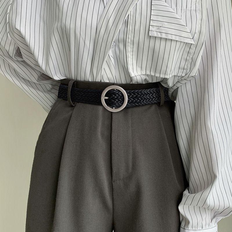 Stylish Durable No Punch Women's Ins Inspired Versatile Woven Canvas Belt For Jeans