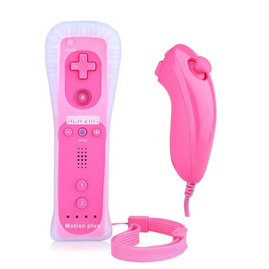 Wii Game Controller Set: 2-in-1 Left & Right Handles with Built-in Accelerator